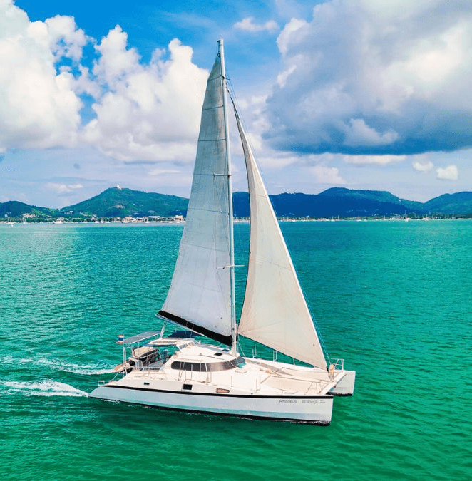 Hot Chilli Power Catamaran sailing on blue water