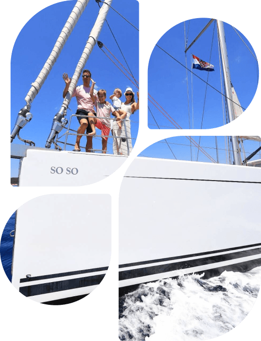 Beach scene with yacht rental items