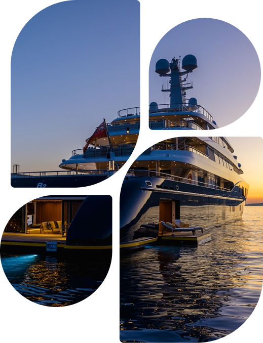 Beach scene with yacht rental items