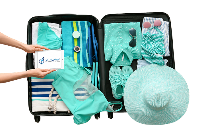 Beach scene with yacht rental items