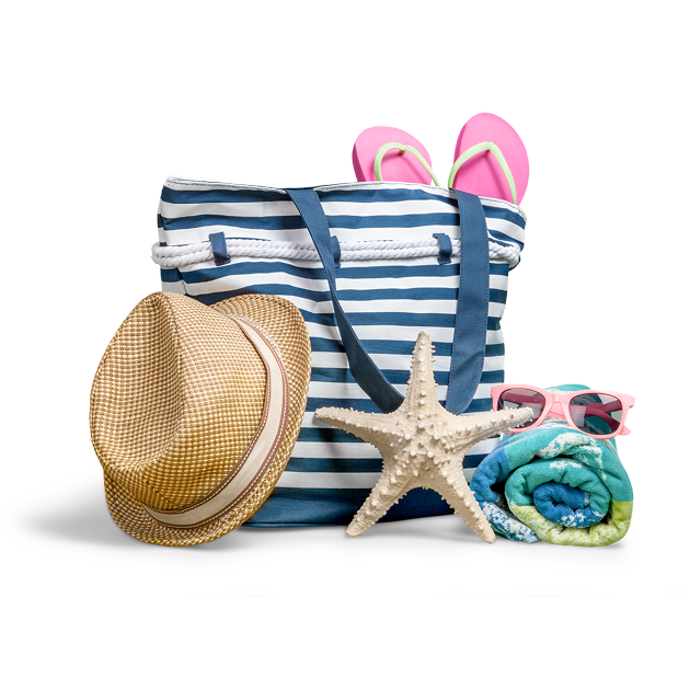 Beach scene with yacht rental items