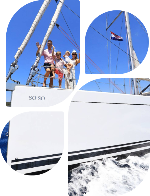 Beach scene with yacht rental items